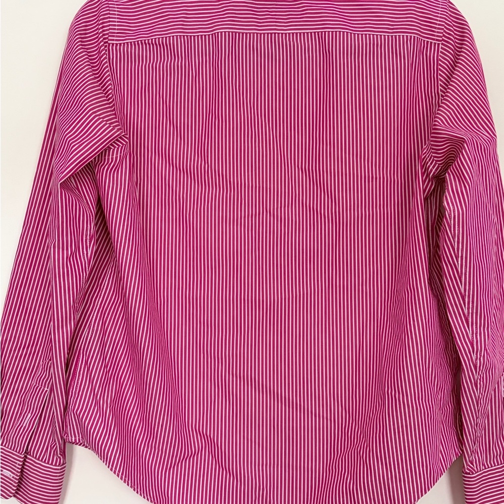 Lauren Ralph Lauren Women's Pink and White Striped Button Down Shirt - Picture 2 of 4